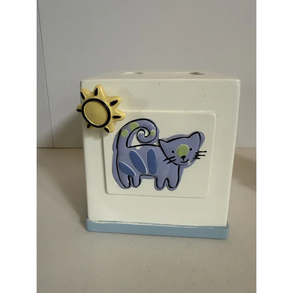 Jenny Jeff Designs Cats and Dogs Tissue Box Holder and Cup Bathroom decor